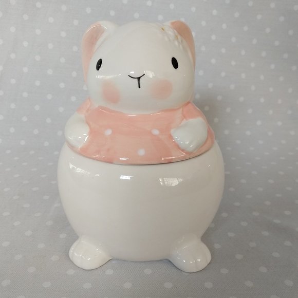 10 Strawberry Street Small Ceramic Daisy Rabbit Sugar Bowl w/Lid - Picture 6 of 7